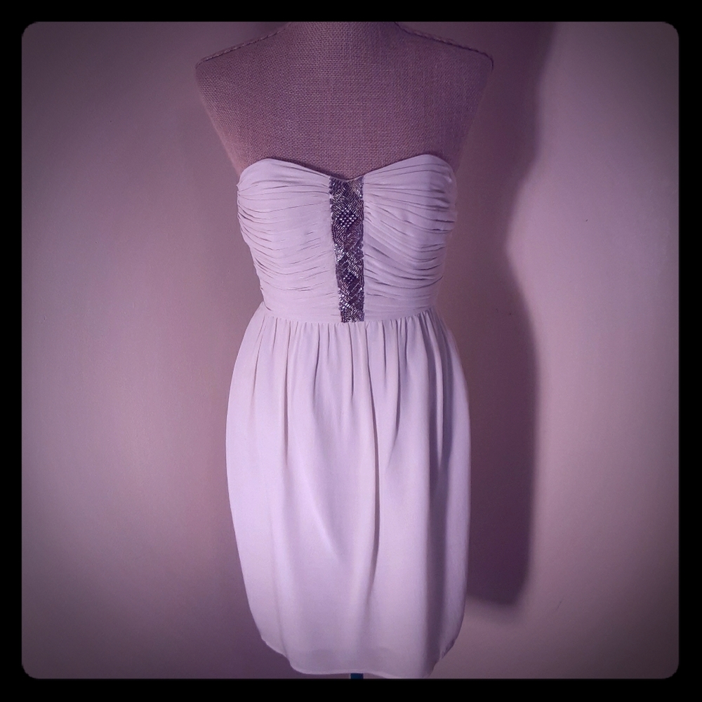 Shoshanna beaded front strapless ivory dress sz2